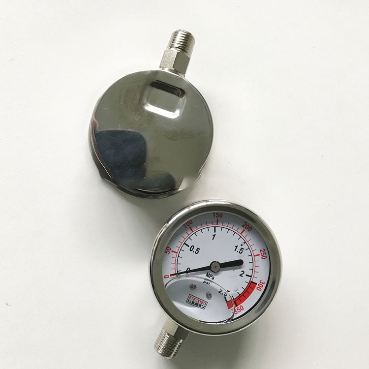 SUS Manometer Diaphragm Seal 60Kpa Water Filled Pressure Gauge สำหรับการบำบัดน้ำ Ro