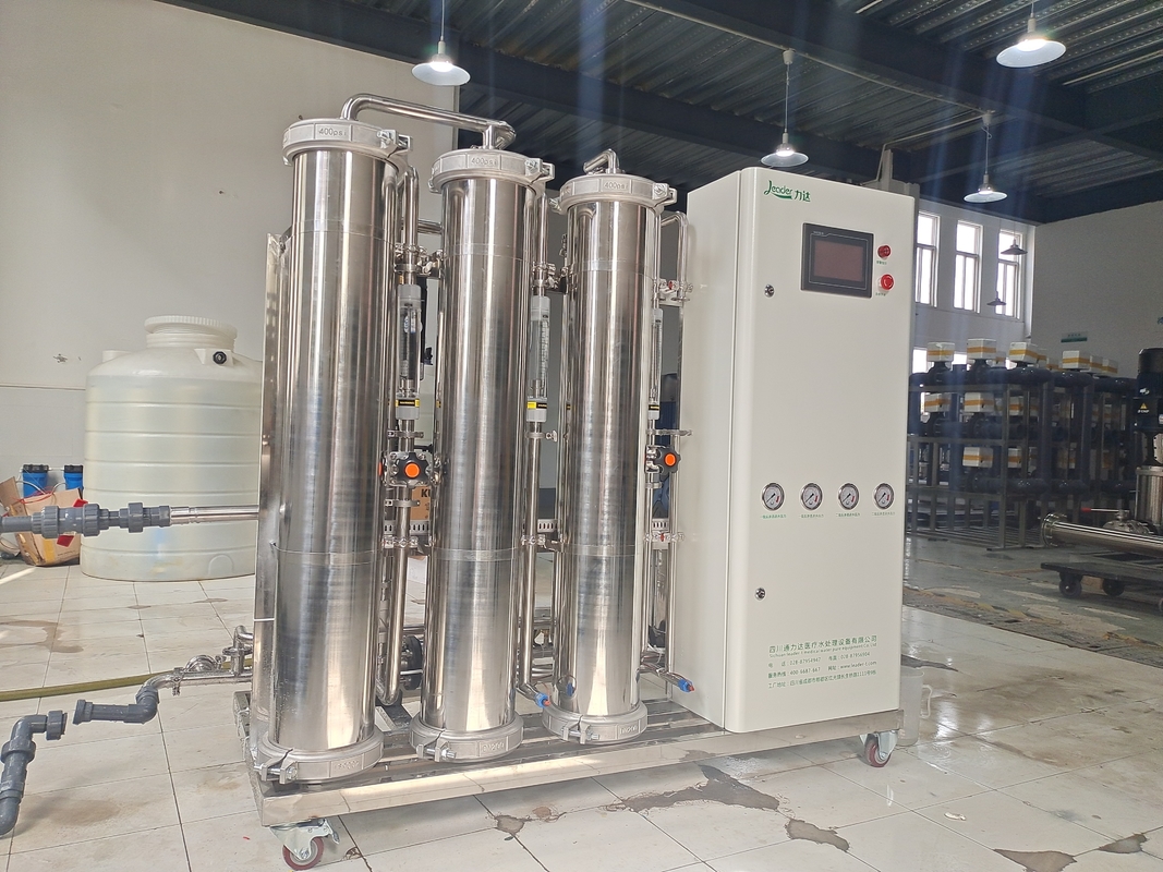 SS Material 1000LPH ระบบ RO สองขั้นตอนพร้อมการฆ่าเชื้อด้วยรังสียูวี